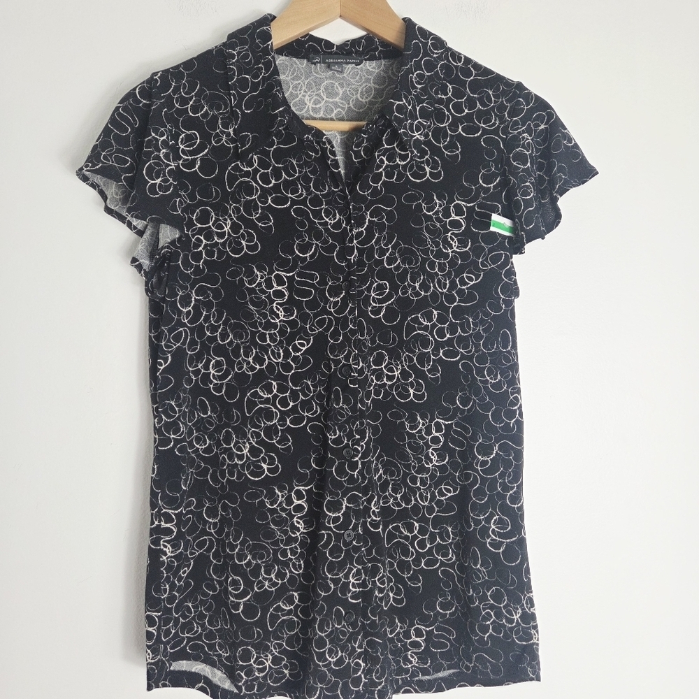 Adrianna Papell Black and White Button Down Shirt